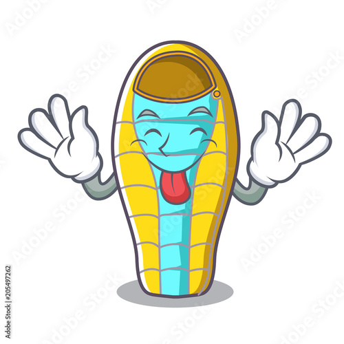 Tongue out sleeping bad mascot cartoon