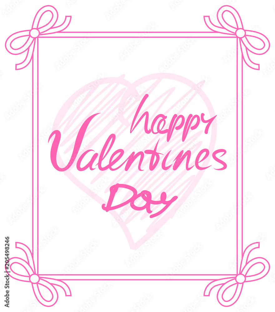 Happy Valentines Day Pink on Vector Illustration
