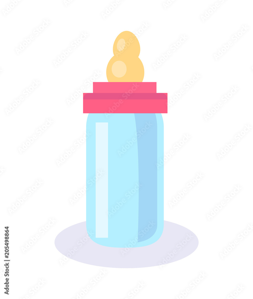 Bottle with Soother Poster Vector Illustration Bottle with Soother Poster Vector Illustration