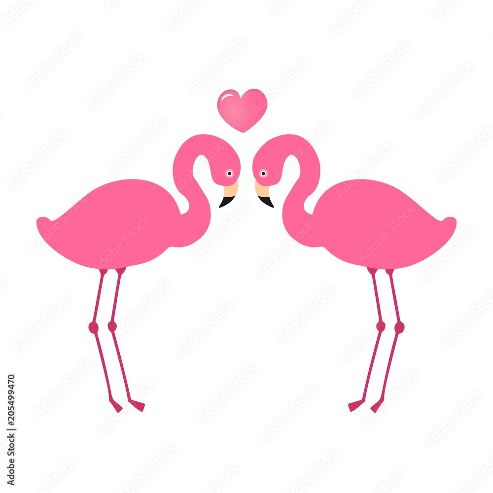 Fototapeta premium Two pink flamingos in love