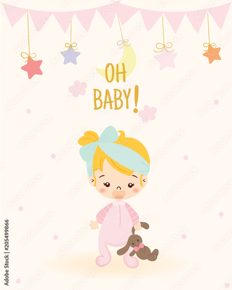 cute girl for baby shower invitation card design template cute girl for baby shower invitation card design template
