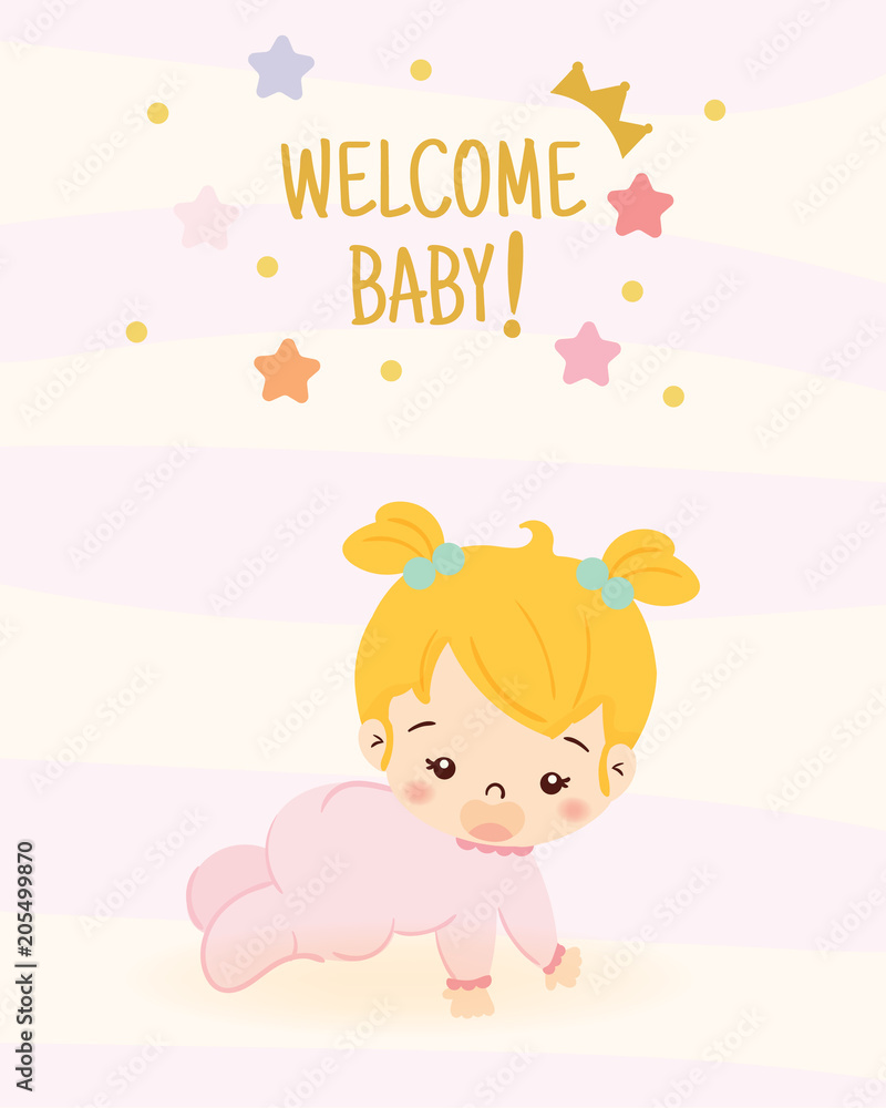 cute girl for baby shower invitation card design template cute girl for baby shower invitation card design template
