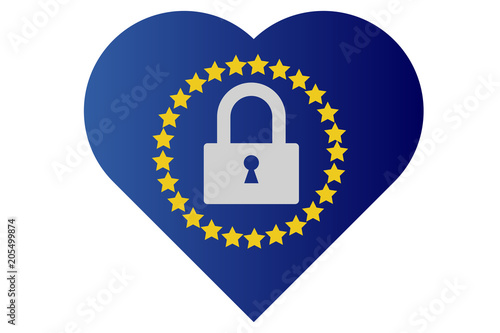 Corazón con el reglamento de protección de datos de Europa.