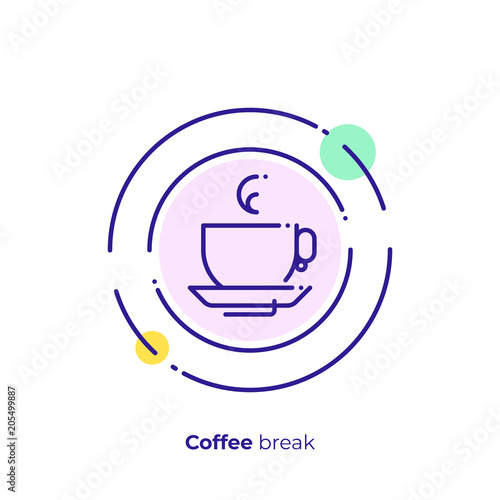 Tea time line art icon, coffee brake vector art, outline take a rest illustration