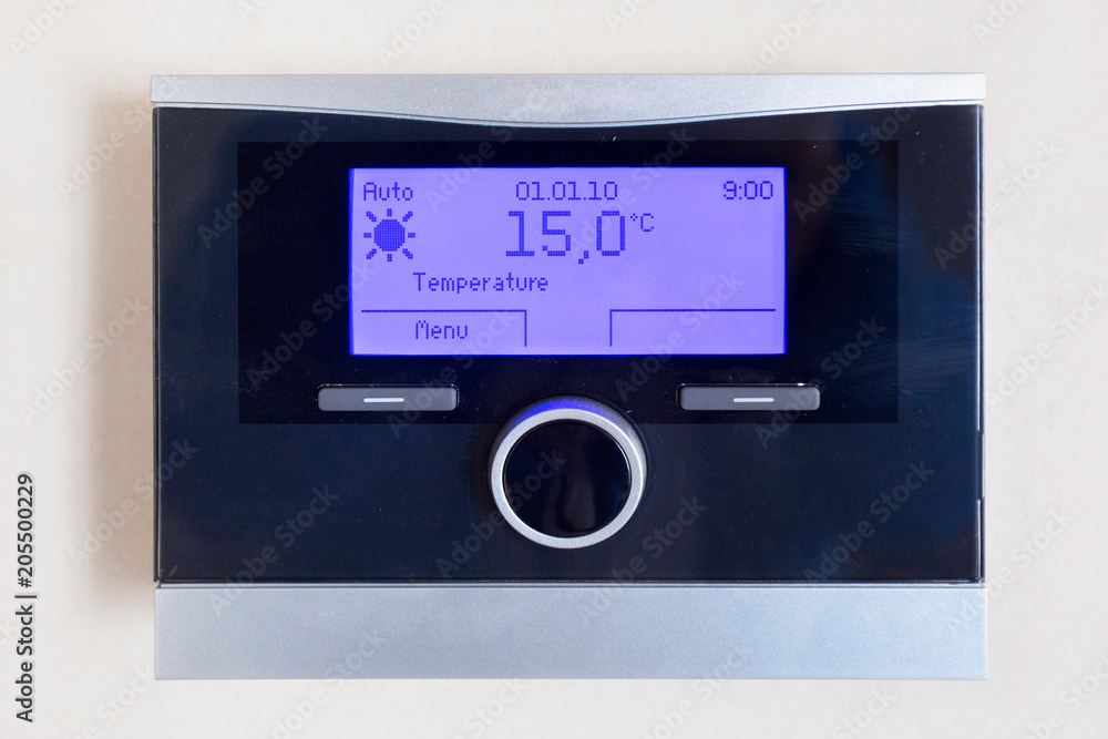 Fototapeta premium Control panel of central heating with temperature