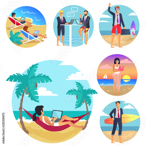 Business Trip Vacations Poster Vector Illustration photo