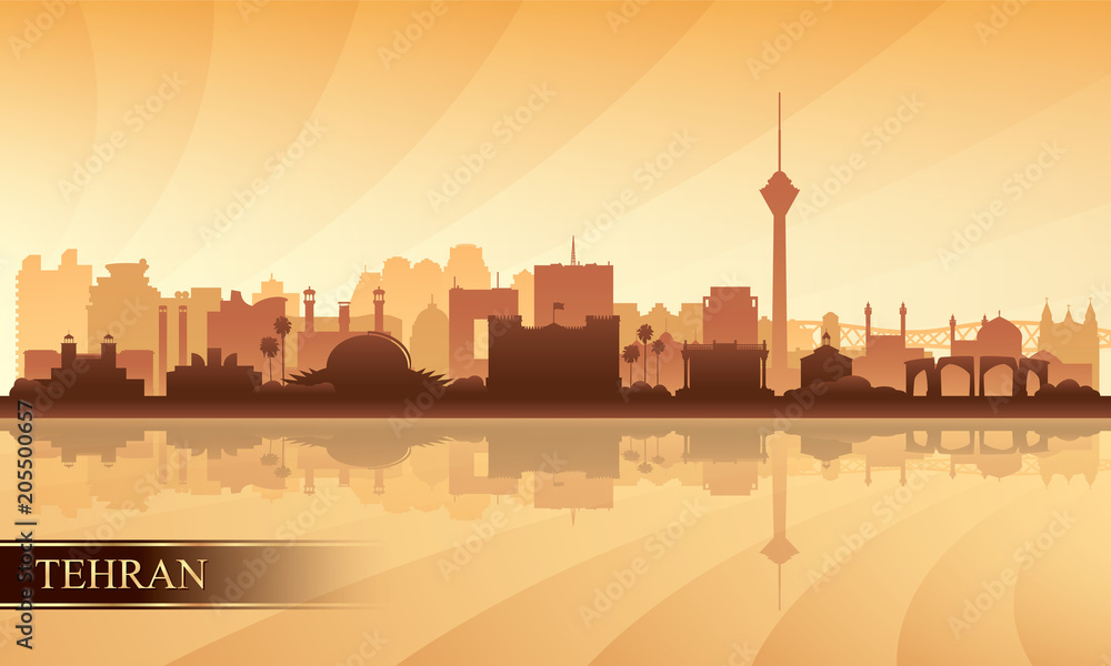 Obraz premium Tehran city skyline silhouette background