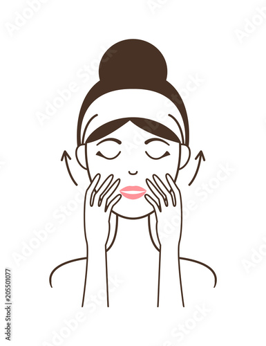 Facial Cream Application Technic on Female Model