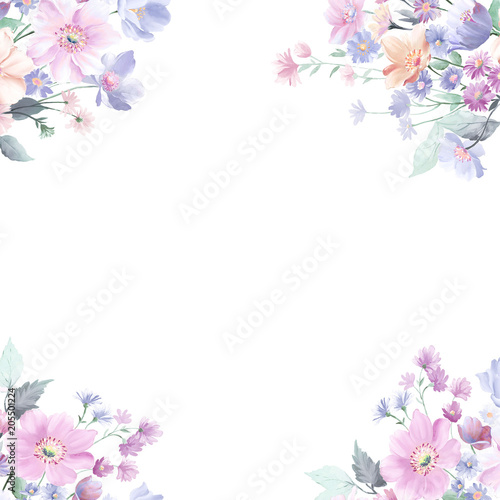 Watercolor rose flower collection