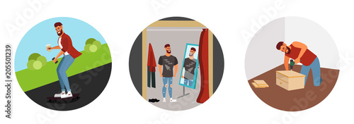 hipster in different life situations