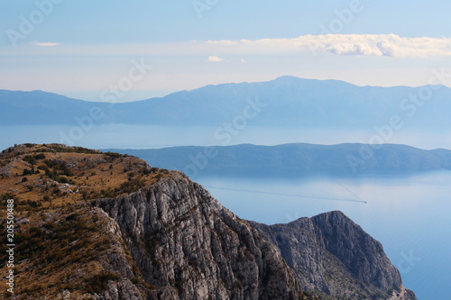 View from Biokovo mountain to Croatian islands and the Adriatic sea