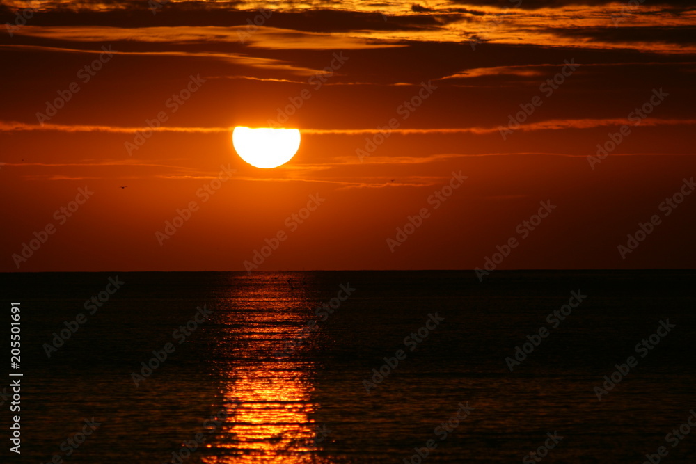 Orange Sunset at Sea
