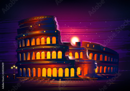 Roman Colosseum world famous historical monument of Rome, Italy
