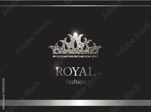 Silver crown. Luxury label, emblem or packing. Logo design.