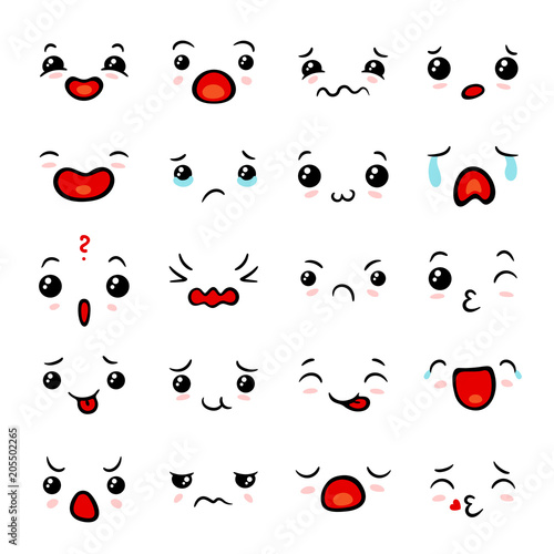 Kawaii emoticon face set