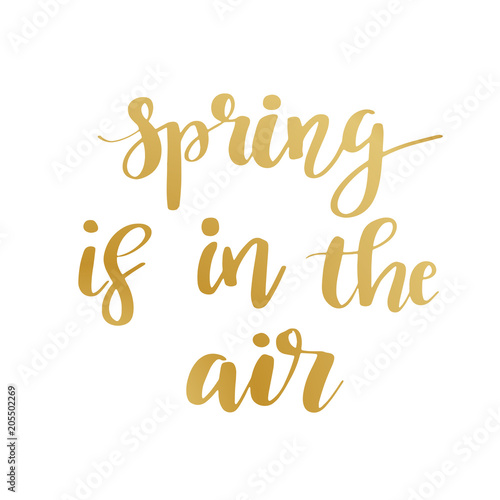 Hand lettered inspirational quote  Spring is in the air