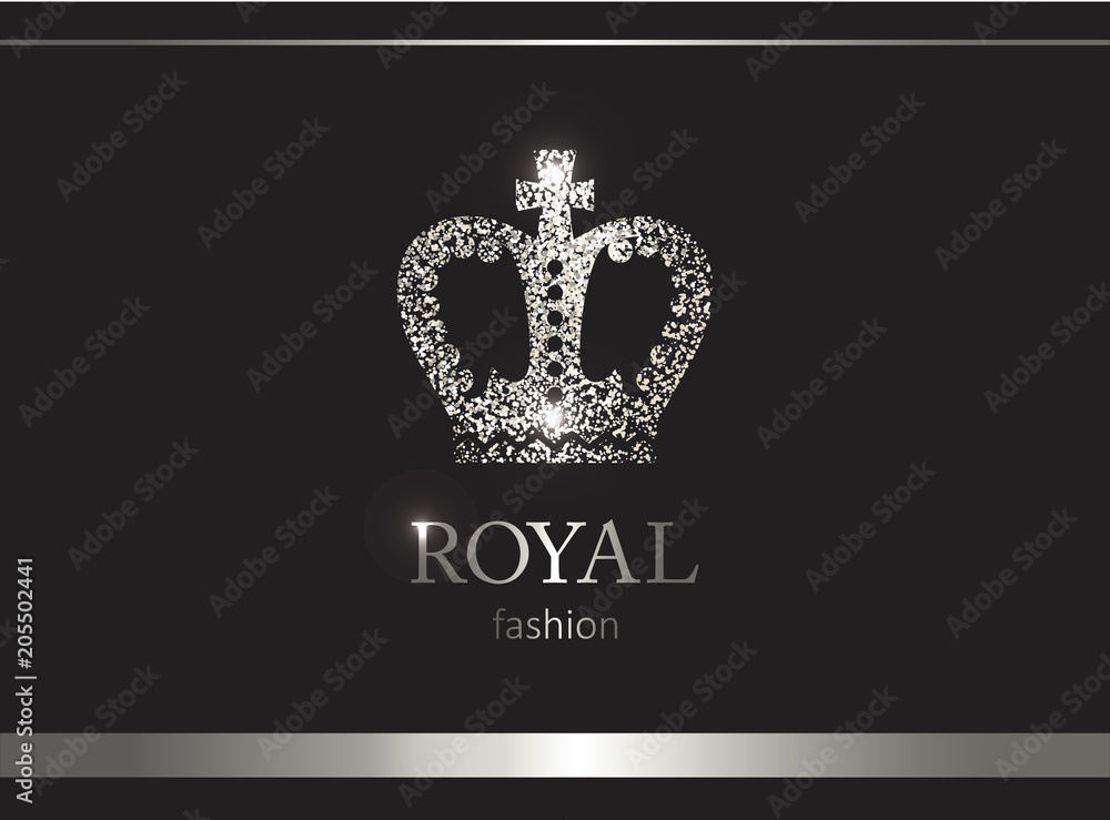 Fototapeta premium Silver crown. Luxury label, emblem or packing. Logo design.