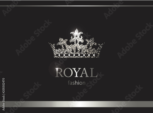 Silver crown. Luxury label, emblem or packing. Logo design.
