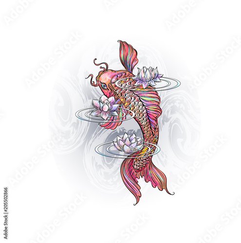 koi carp tatoo colorful