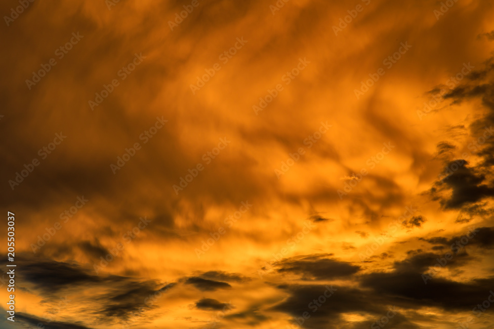 Fototapeta premium Sunset sky dramatic or golden orange tone.