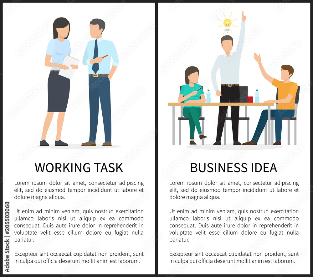 Working Task and Business Idea Vector Illustration Working Task and Business Idea Vector Illustration