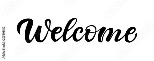 Lettering Welcome isolated on white background.
