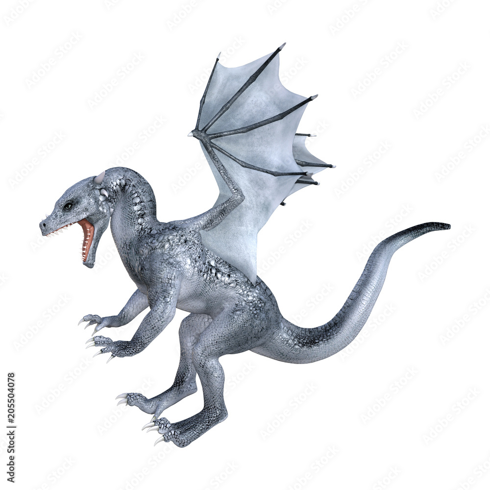 3D Rendering Fantasy Dragon Whelp on White 3D Rendering Fantasy Dragon Whelp on White