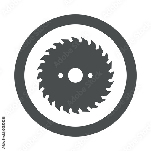 Icono plano hoja de sierra circular en circulo color gris photo