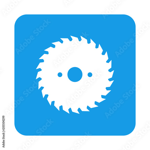 Icono plano hoja de sierra circular en cuadrado azul photo