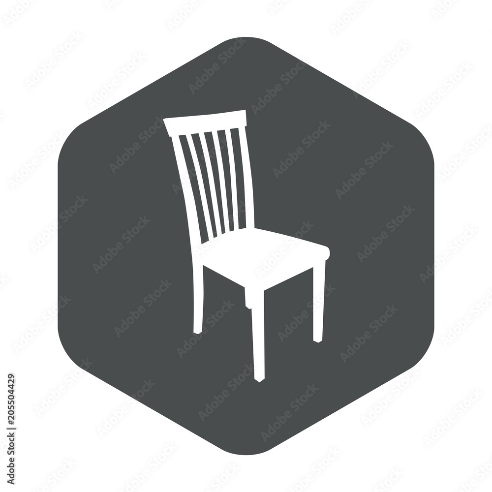 Icono plano silueta silla en hexagono gris Stock Illustration | Adobe Stock