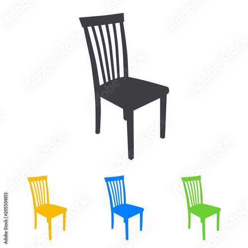 Icono plano silueta silla en varios colores