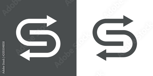 Logotipo flechas en rotacion en gris y blanco