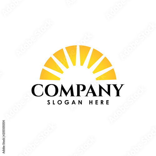 Sunrise sunshine logo template. Vector illustration Icon Logo Template Sun over horizon