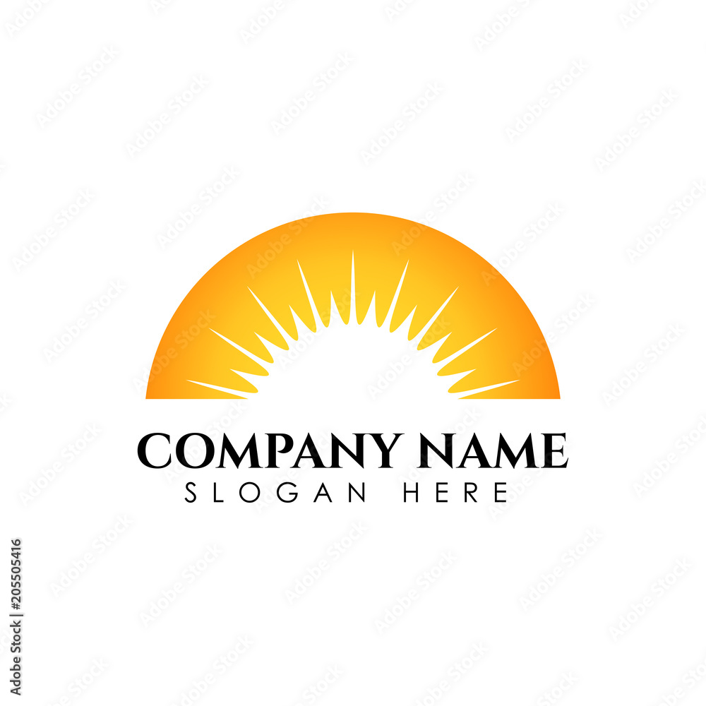 Sunrise sunshine logo template. Vector illustration Icon Logo Template Sun over horizon Sunrise sunshine logo template. Vector illustration Icon Logo Template Sun over horizon