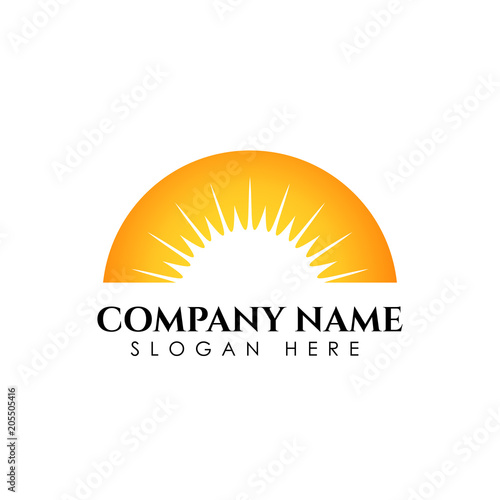 Sunrise sunshine logo template. Vector illustration Icon Logo Template Sun over horizon