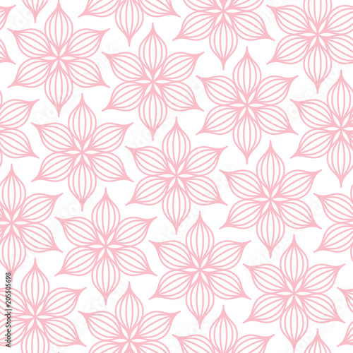 Retro Seamless Pattern Line Flowers Rose