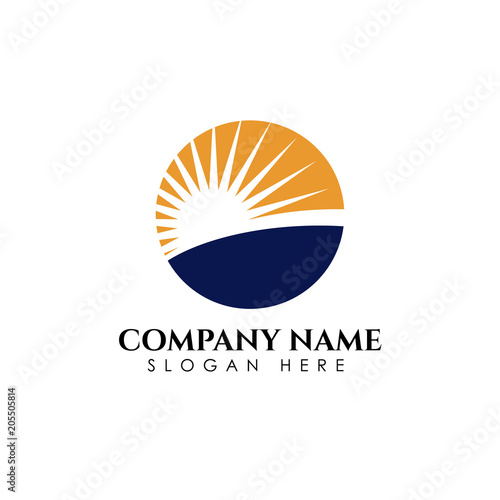 Sunrise sunshine logo template. Vector illustration Icon Logo Template Sun over horizon