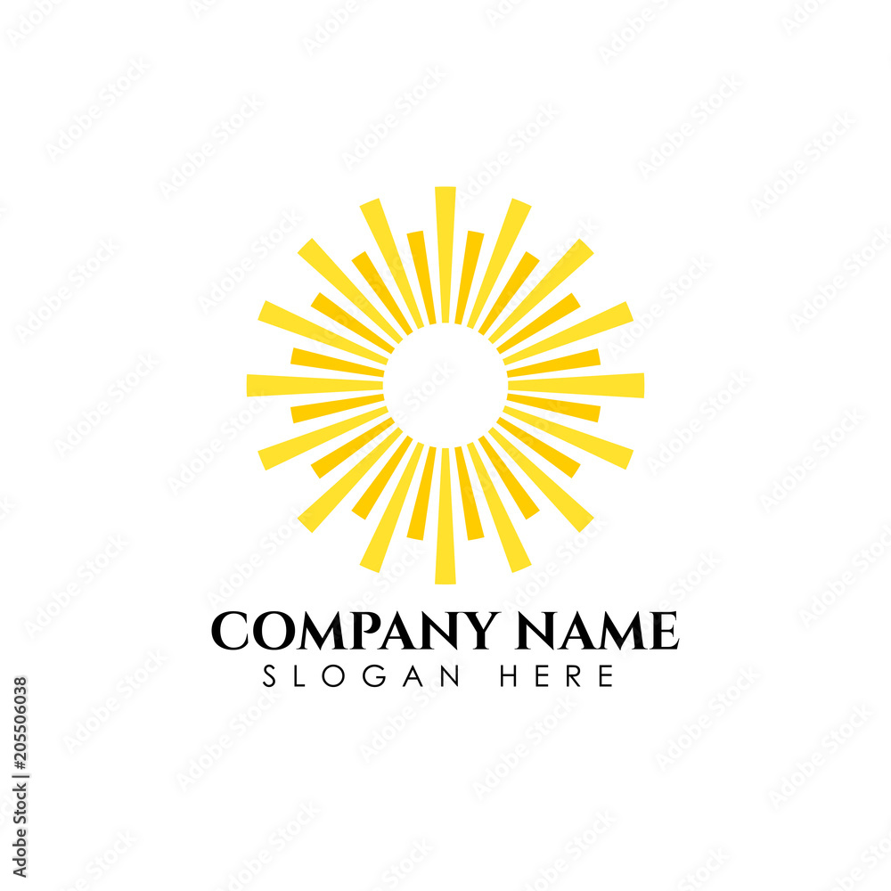 Fototapeta premium Sunrise sunshine logo template. Vector illustration Icon Logo Template Sun over horizon