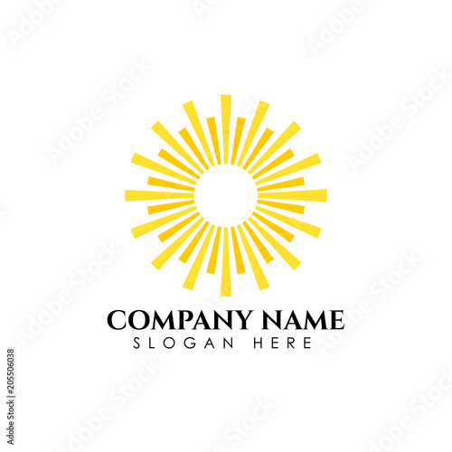 Sunrise sunshine logo template. Vector illustration Icon Logo Template Sun over horizon