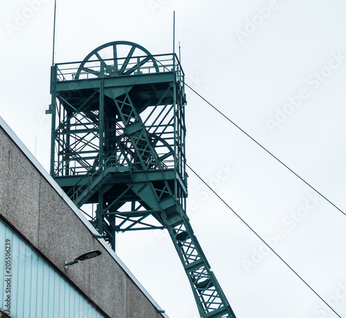 Mining tower of the "Asse" mine, a research mine for radioactive waste near Wolfenbuettel in Lower Saxony Germany