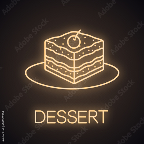 Tiramisu neon light icon