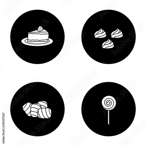 Condectionery glyph icons set