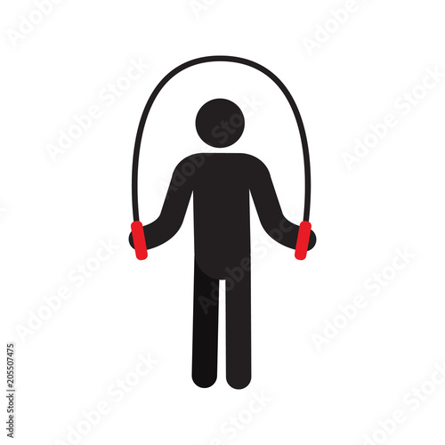 Man training with jumping rope silhouette icon