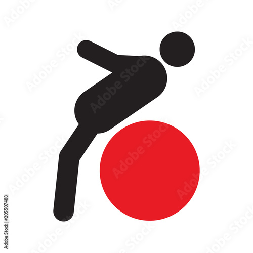 Person training with fitness ball silhouette icon