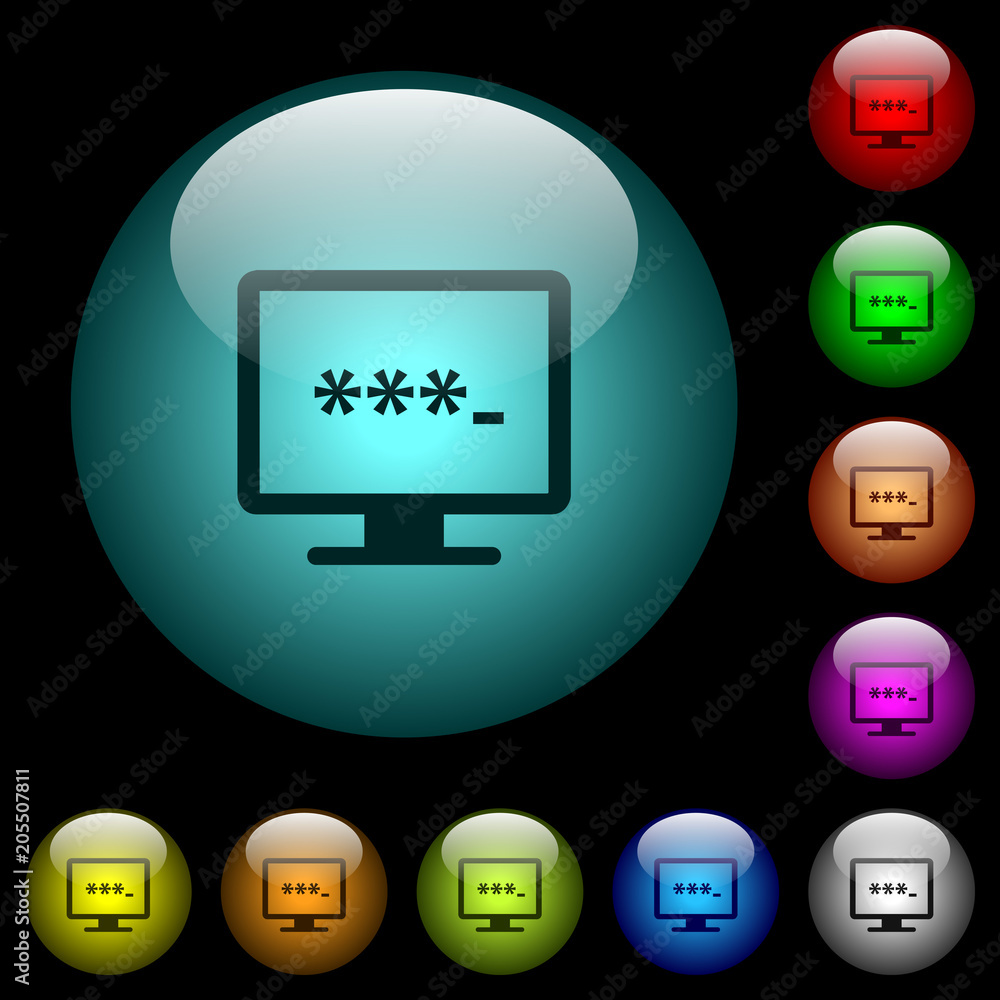 Entering to application icons in color illuminated glass buttons Entering to application icons in color illuminated glass buttons
