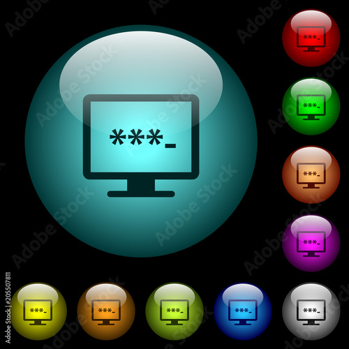 Entering to application icons in color illuminated glass buttons