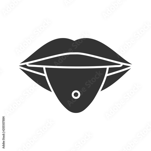 Pierced tongue glyph icon