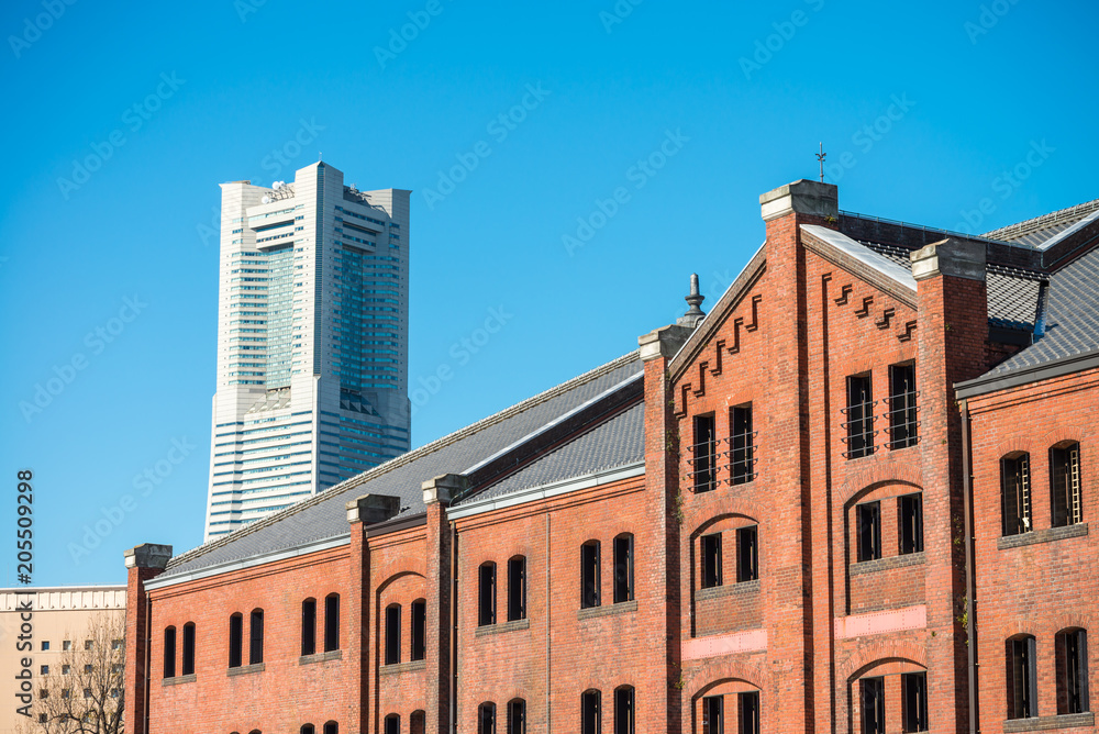 Yokohama red brick warehouse historical building landmark