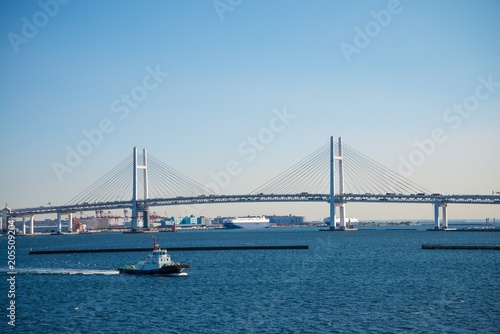 Tsurumi Tsubasa bridge in Yokohama bay, Yokohama Japan © pla2na