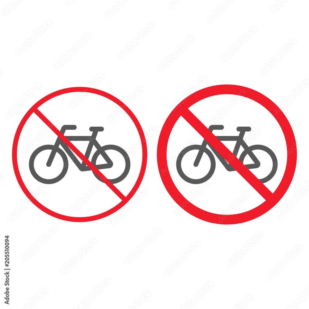 No bicycle line and glyph icon, prohibition and forbidden, no bike sign vector graphics, a linear pattern on a white background, eps 10. No bicycle line and glyph icon, prohibition and forbidden, no bike sign vector graphics, a linear pattern on a white background, eps 10.